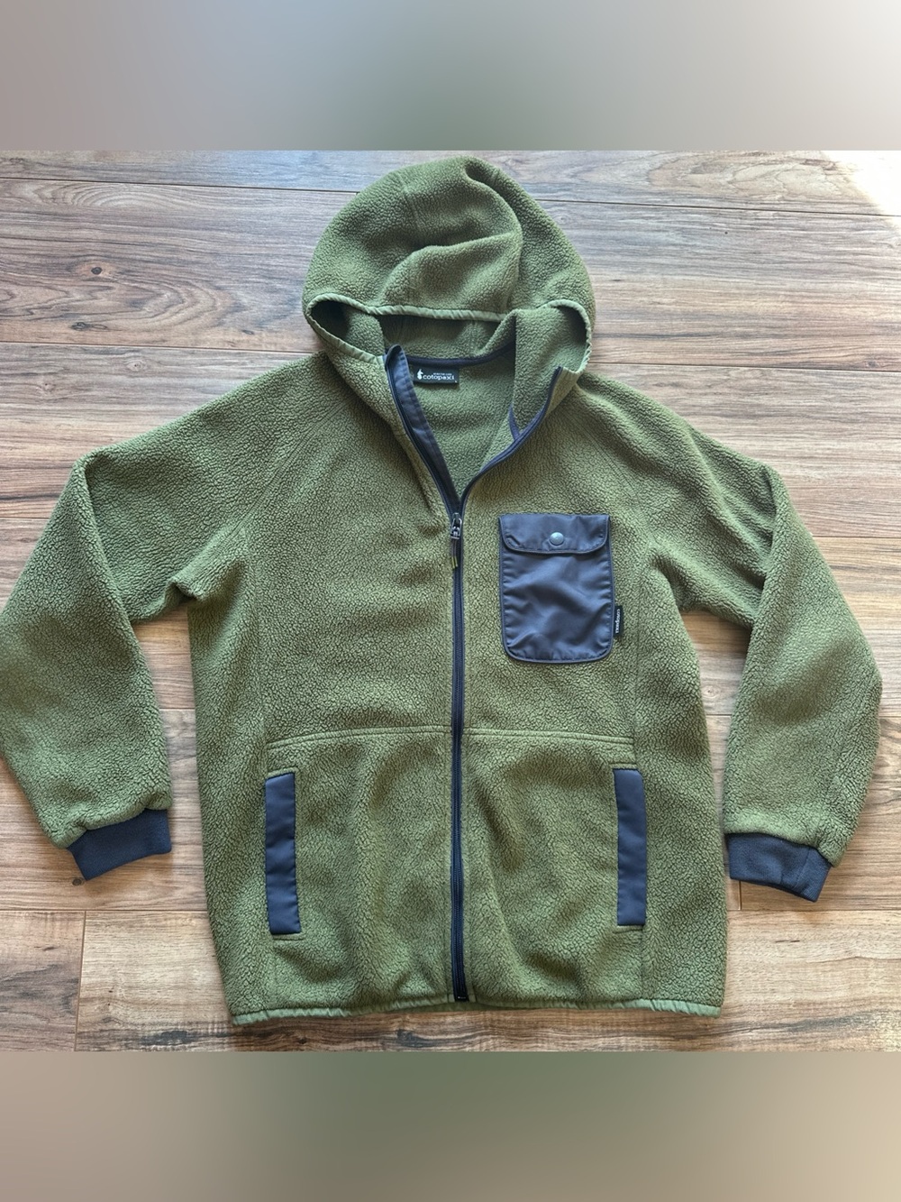 Cotopaxi Hooded Full-Zip Up Fleece Jacket Women’s Size L Olive green Cubre